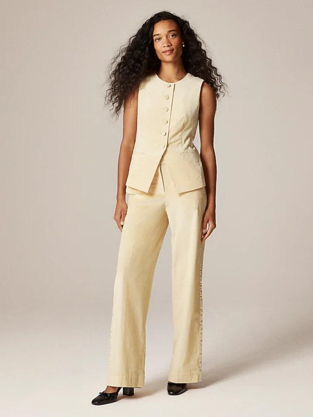 Jcrew Essential Cutaway Vest Top In Velvet Candle Light Light Yellow. VEST ONLY